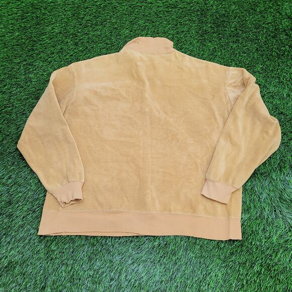 Vintage 80s MOD Velour 1/4 Zip Sweater Womens XL 23x23 Boxy - Picture 2 of 10